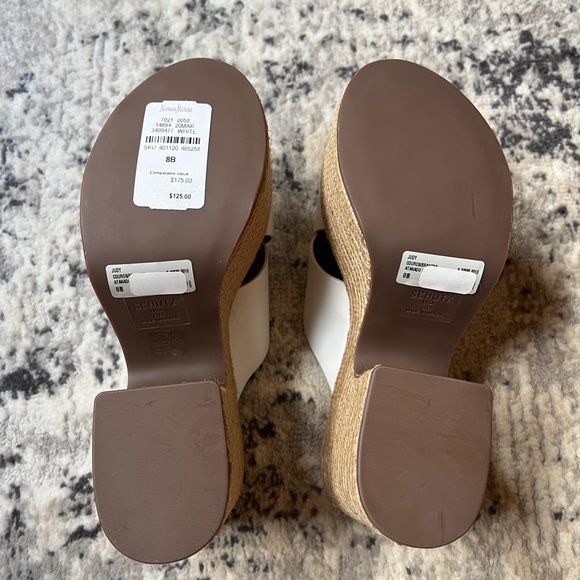 Schutz White Leather Judy Espadrille Platform Sandals - Picture 6 of 7